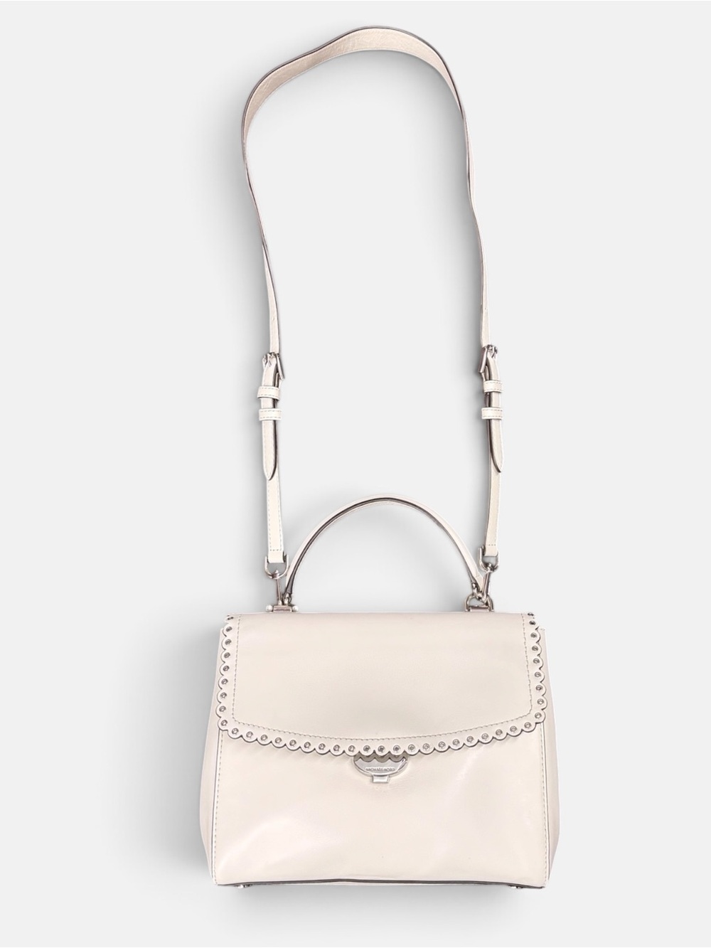 Michael Kors White Leather Ava Top-Handle Crossbody Satchel Bag Medium EUC